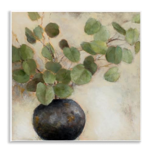 Stupell Industries Green Eucalyptus Leaves Potted Plant Artistic Brushstrokes, Design by Lanie Loreth, 12 x 12, Wall Plaque
