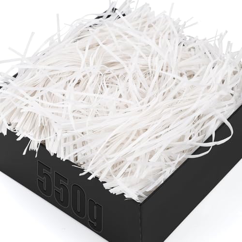 TXXATX 550g Virutas de Papel para Relleno Blanco Relleno Cajas Regalo con Lazos Raffia Papel Triturado para Relleno DIY Relleno para Cajas Regalos Papel Empaquetado para Decoración Fiestas