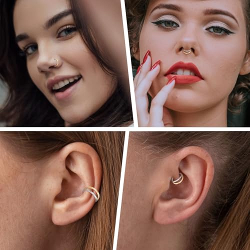 Double Nose Hoop for Single Piercing 20G Nose Ring Cartilage Earring 8mm by PEAKLINK - Used condition - Image 6