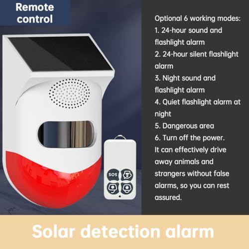 Alarme solaire détecteur de mouvement extérieur étanche avec télécommande sans fil