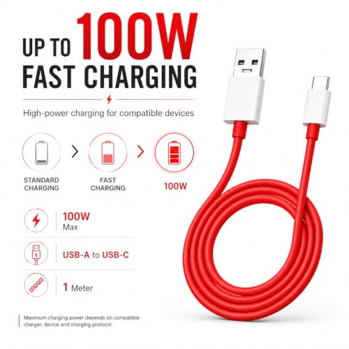 Image of Novobit 100W SuperVOOC Type-C Cable Compatible With OnePlus, 1yr Warranty
