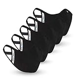 Safe-Mate - Cloth Face Mask - Washable & Reusable - Adult S/M - Cotton - Includes Filter - Small/Medium (Pack of 5)- Black