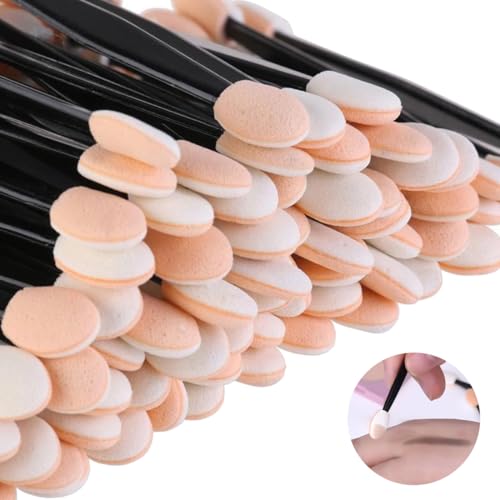 OPVYAEU 50 Piezas Aplicador de Sombra de Ojos, Pinceles de Espuma para Sombra de Ojos, Pinceles Desechables para Maquillaje de Belleza