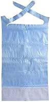 Einweg-Lätzchen für Erwachsene, 2 Schichten, 100 Stück, mit saugfähigen und wasserdichten Sammelbeuteln. Pack of 50 Dinner Bibs with PE Coating and Practical Collection Pocket