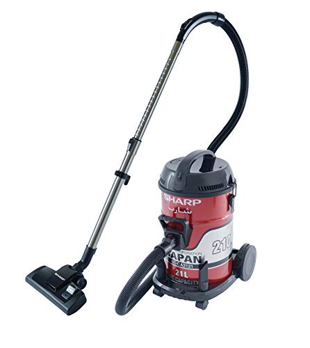 SHARP Pail Can Vacuum Cleaner 2100 Watt, Capacity 21 Liter, Blower Function, Cloth Filter, Japanese Technology Red EC-CA2121-X
