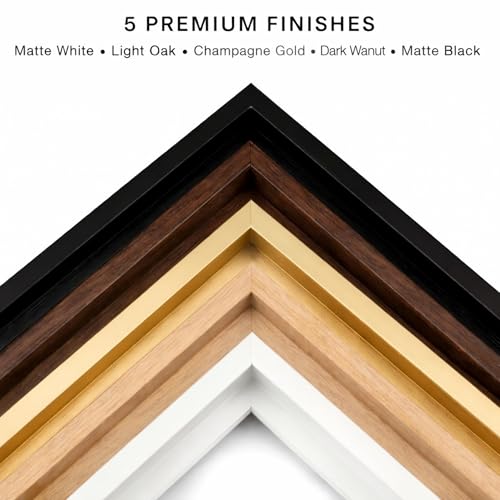 Image of Premium Canvas Floating Frame - 1.25 inch Gallery Depth Floater Frame with Authentic Wood Grain Finish, Handcrafted in USA for Wall Art & Paintings (Champagne Gold 10x14)