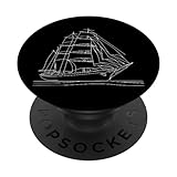 Una Línea Arte Dibujo Barco Viejo PopSockets PopGrip Intercambiable