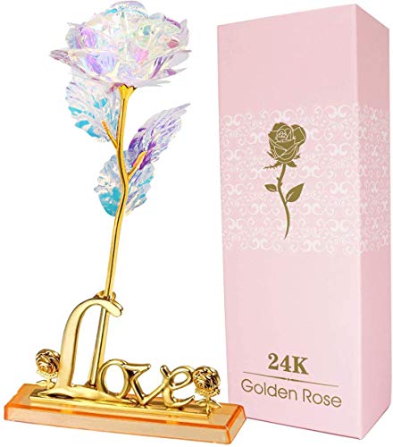 AUSAYE 24K Galaxy Rose Forever Rose Artificial Flowers Mom Gifts Unique Gifts for Mothers Day Birthday Valentine's Day Thanksgiving , Lasts Forever Flower Presents for Her Girlfriend Wife Women Mom