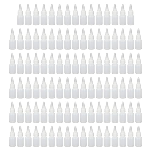 100 bottiglie di plastica da spremere da 20 ml con tappo a punta in scala per condimenti liquidi, salsa, pittura, olio, colla, glassa, cottura, arte, artigianato, barbecue