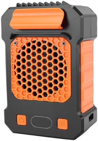 Annadue Ventilatore da Cintura Portatile da 10000 MAh Ventilatore da Cintura Indossabile da Collo Ricaricabile Funzione Power Bank per Campeggio all'aperto in Viaggio Arancione