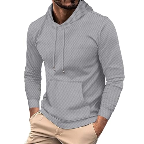 Sweat à capuche homme manche longue vêtement outdoor gris uni