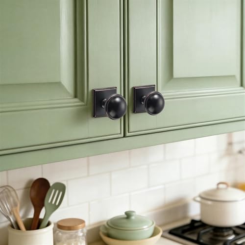 SAILING 10 Pack Cabinet Knobs- Oil-Rubbed Bronze Single Hole Square Base Plate Drawer Handles Cabinet Handles Kitchen Bedroom Dresser Drawer Handles Knobs by SAILING - Used condition - Image 3