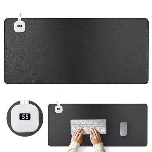 SKJJM Alfombrilla de escritorio con calefacción, 80 cm x 33 cm, alfombrilla de ratón climatizada por USB, termostática, temperatura ajustable a 5 velocidades, para ordenador portátil, oficina, color