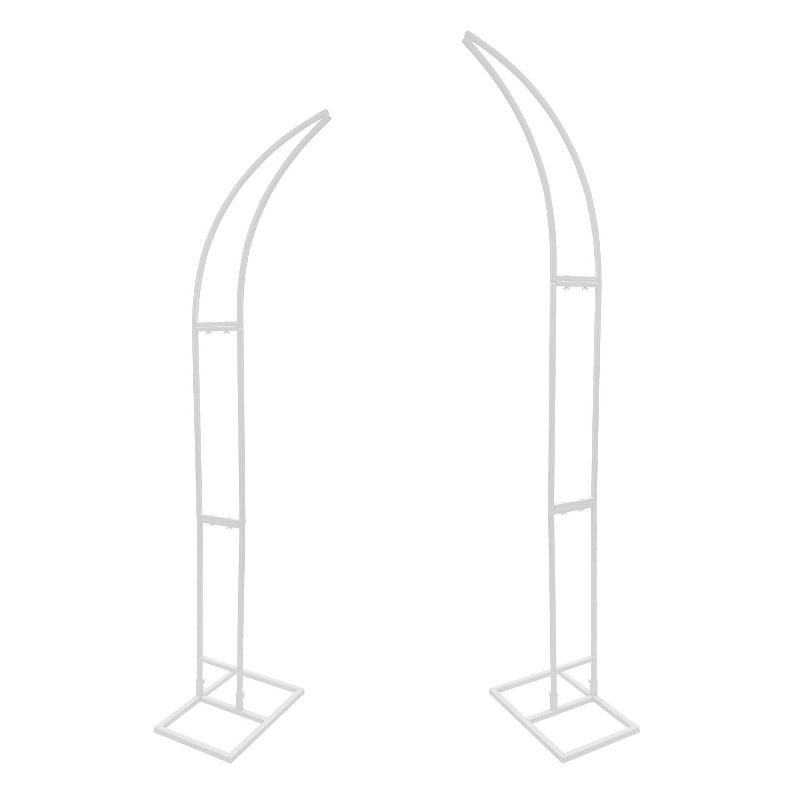 Support de Fond pour Arche de Mariage (2 pièces), 2,10 m × 1,90 m, Support en métal Demi-Lune (5 kg) pour fêtes d'anniversaire, cérémonies d'ouverture et banquets (Blanc)