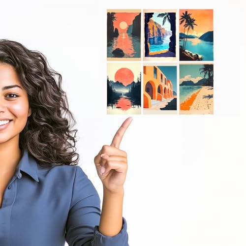 Image of SiddArtify Coastal Wall Art Prints Set - Tropical Beach Poster Decor for Living Room Bedroom Office - Set of 2-4x6 Inch - Board (Pack of 6) - Sticker (Pack of 6)
