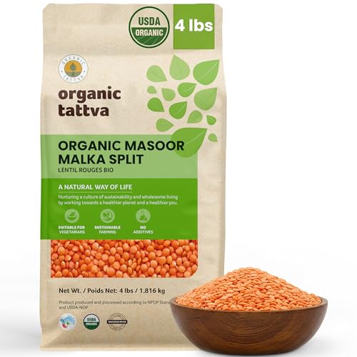 Organic Tattva Split Red Lentils (4 lbs) - Masoor Dal