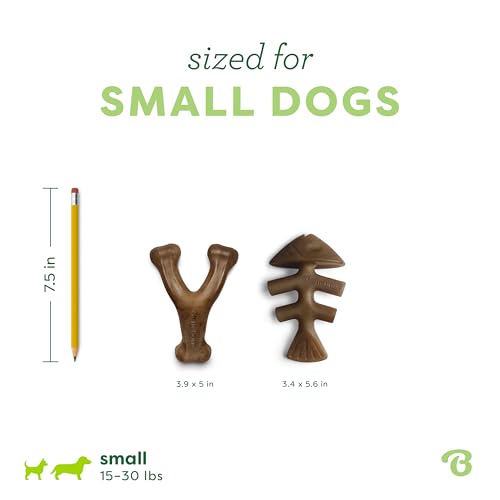 Image of Benebone 2-pack Fishbone /Wishbone Durable Dog Chew Toys, Real Fish, Real Bacon, Made in USA, Small