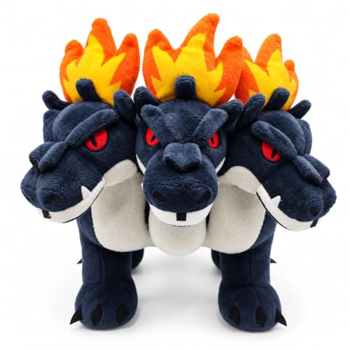 Steal an Egg Plush Collectible Figurine, 12 Inch Cerberus Figurine Inspired by Steal an Egg, 3-Headed Flame Dog Stuffed Ornament, Collectible Gift for Game Fans