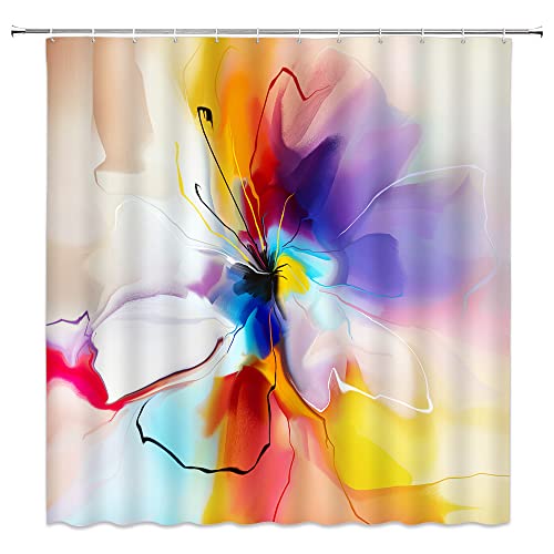 Feierman Abstract Flower Shower Curtain Multicolor Colorful Violet Floral Polyester Bathroom Cloth Fabric Curtains With Hooks #TOP4