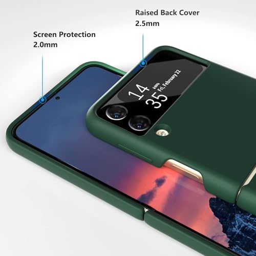 Image of MIDOS Back Cover Compatible with Samsung Z Flip 4 Silicone Case Full Protection Shock Proof Case for Samsung Galaxy Z Flip 4 (Dark Green)