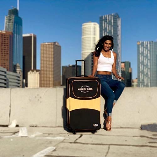 Gold And Black Suitcase - Dance Bag With Garment Rack - Rolling Garment Bag - Hanging Garment Bag - Dance Garment Bag For Costumes - Bag Rack Dance Bags - 29 In Suitcase - LITZ Competition Roller