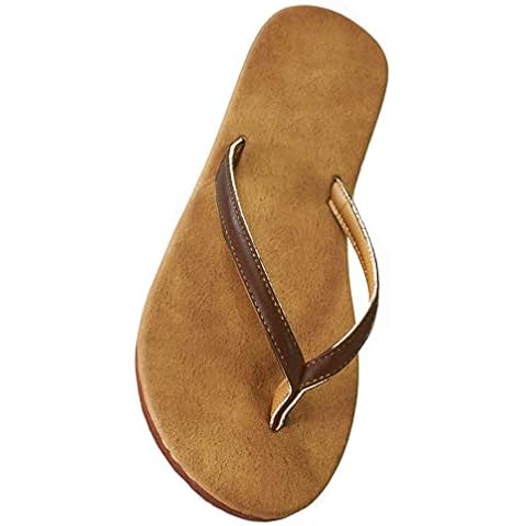 H2K Women's Classic Lightweight Comfort Flat Thong Flip Flop Sandals Buena (8 B(M) US, Brown) Cover