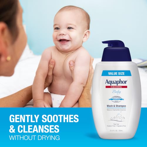 Image of Aquaphor Baby Wash and Shampoo, Unscented Baby Shampoo and Wash, 25.4 Fl Oz Pump Bottle