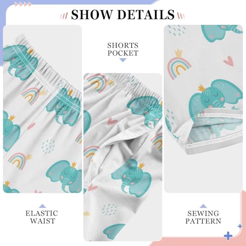 Prince Elephant Rainbow Boys Long Pants Soft Trousers Elastic Waist Kids Lounge Bottoms with Pockets S-XL4