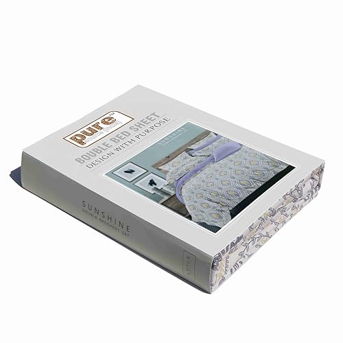 Image of Pure Source India Pure Cotton Elegance Bedding Set, Dreamy Cotton Comfort Double Bed Sheet with Pillow Covers (Jaipuri Olive Blue)