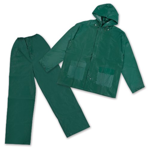 Stansport Men's PVC Rainsuit with Hood, Green, X-Large