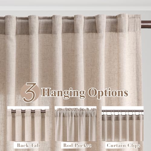 Image of Joywell Linen Curtains 84 Inches Long for Living Room Oatmeal