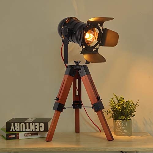 Barcelona LED Vintage Stehleuchte Tripod Stehlampe Studiolampe Deckenfluter im Industrie Cinema Stil, mit Dreifuß aus… – Bild 3