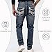 Men's Jeans - Embroidery Washed Crackle Design Jeans Relaxed Fit Stretch Casual Jeans Comfortable Classic Fit Jeans (US, Waist, 32, Regular, Blue)