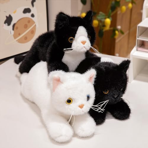 Image of PEACH CAT Cat Stuffed Animal 12 inch Realistic Kitten Plushies Soft Plush Toys Gifts for Kids Black