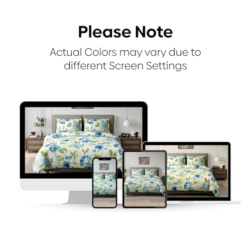 Image of haus & kinder Bed Sheet Double Bed 144 TC Pure Cotton Bedsheet for Double Bed Queen Size 100% Cotton Bedsheet Bedding Set - 1 Bedsheet and 2 Pillow Cover Golden Bloom Trellis
