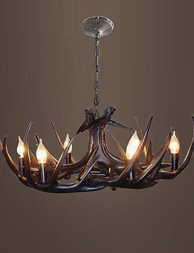 Illuminazione jiaily vintage lampadario di corna di illuminazione attrezzatura industriale Paese 6-luci adatta per soggiorno sala da pranzo Facile installazione, 220-240V