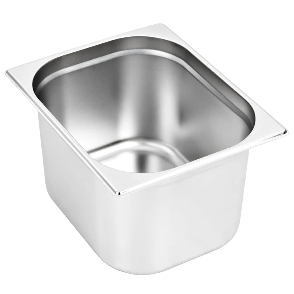 Pojemniki gastronomiczne GN 1/2 ze stali nierdzewnej, 325 x 265 x 200 mm, pojemniki ze stali nierdzewnej z możliwością układania w stos, do gastronomii i gospodarstwa domowego, 2 sztuki