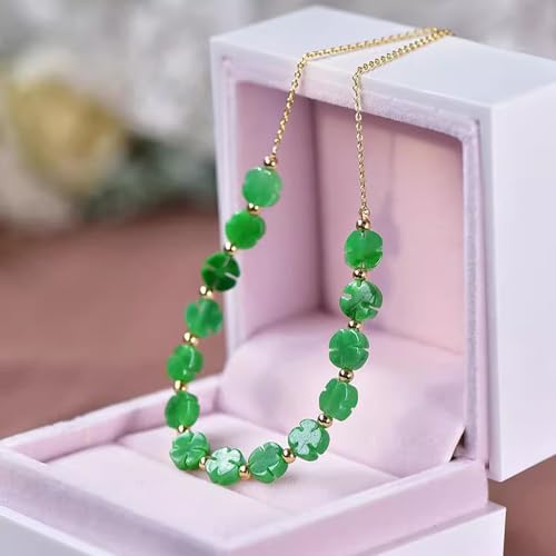 Collier jade vert feng shui véritable et argent plaqué or - 4
