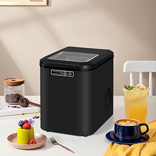 WOLTU Eiswürfelmaschine Eiswürfelbereiter, 12kg/24hrs, 1 Liter Wassertank, Selbstreinigungsfunktion, Eismaschine Leise Ice Maker ABS, Schwarz+Weiß – Bild 3