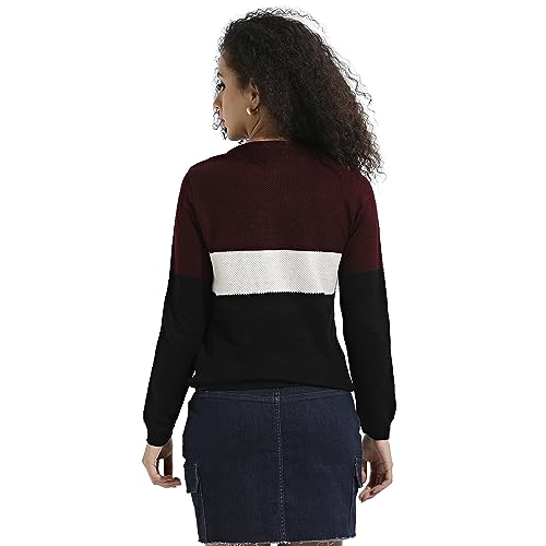 Image of PINACOLADA Women's Geometric-Textured Pullover Sweater for Casual Wear | Crew Neck | Long Sleeves | Pull On Closure | Sweater Crafted with Comfort Fit for Everyday Wear