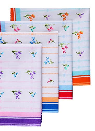 Women's Cotton Handkerchiefs, Ladies Cotton Handkerchief, Girls Hankies for Gift,Hanky Pack of 122