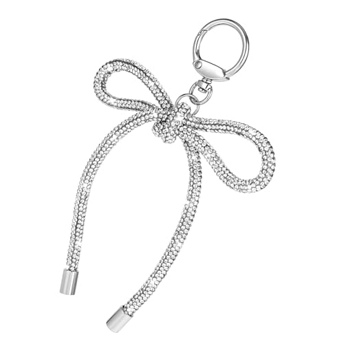 Porte-clés avec nœud en strass et breloque de sac élégante pour femme