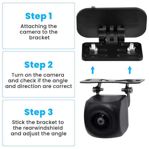 Image of 2Pcs Universal Car Rearview Camera Mount, Adjustable 180 Dash Cam Reverse Camera Holder, Black, 2 Count