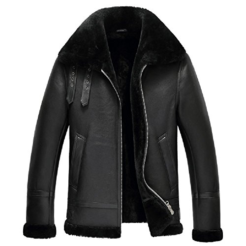 Mens Shearling Coat Men Aviator Jacket Pilot Jacket Mens Fur Coat B3 Sheepskin Outwear