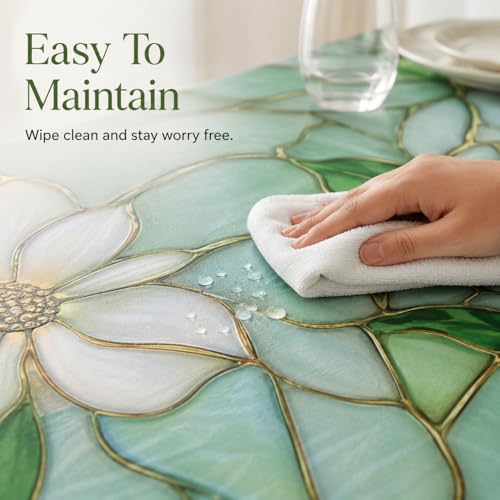Image of BSB HOME 300 TC Table Cover for 6 Seater Dining Table, Premium Soft Washable Wrinkle & Fade Resistant Table Cloth for Home Kitchen Dining Room Decor, 90 x 60 Inches (228 x 152 cm) - Emerald Jade Green