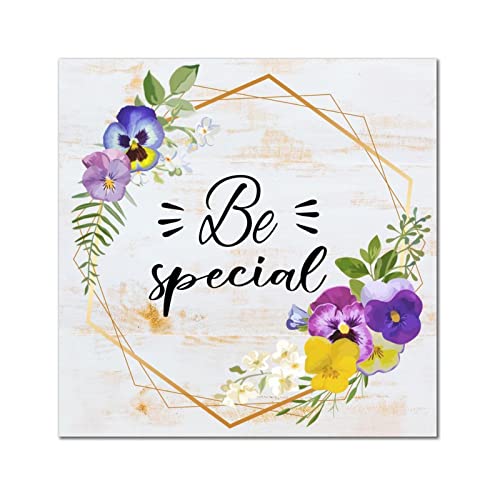 Plaque en bois cadeau pendaison de cremaillere decoration murale salon fleurs Be Special