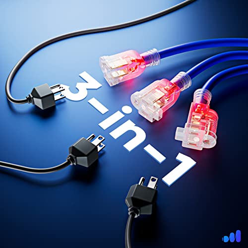 3 Outlet Power Extension Cord Splitter 1.5 Feet, 2 Pack, 12 Gauge (Power Cord Splitter/Outlet Saver) #TOP1
