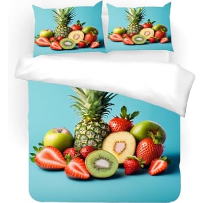 Fresh Fruit 3D Print Bedding,Pineapple Duvet Cover Set 3D,Lightweight Soft Microfiber Quilt Set Pillowcase for All Seasons,for Kids Boys Girls Teens Gifts,Full Size 41bNESrJkzL. SS400