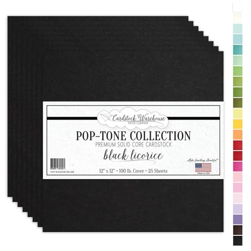 Cardstock Warehouse Pop-Tone Black Licorice Cardstock Paper – 25 Sheets, 12 x 12