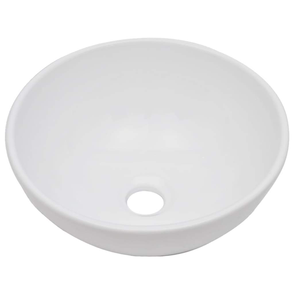 Set Mobile Bagno 2 Pz Mensola Rovere e Lavabo Ceramica | Soluzione salvaspazio per toilette e bagno con mensola da parete sospesa e lavandino d'appoggio rotondo.